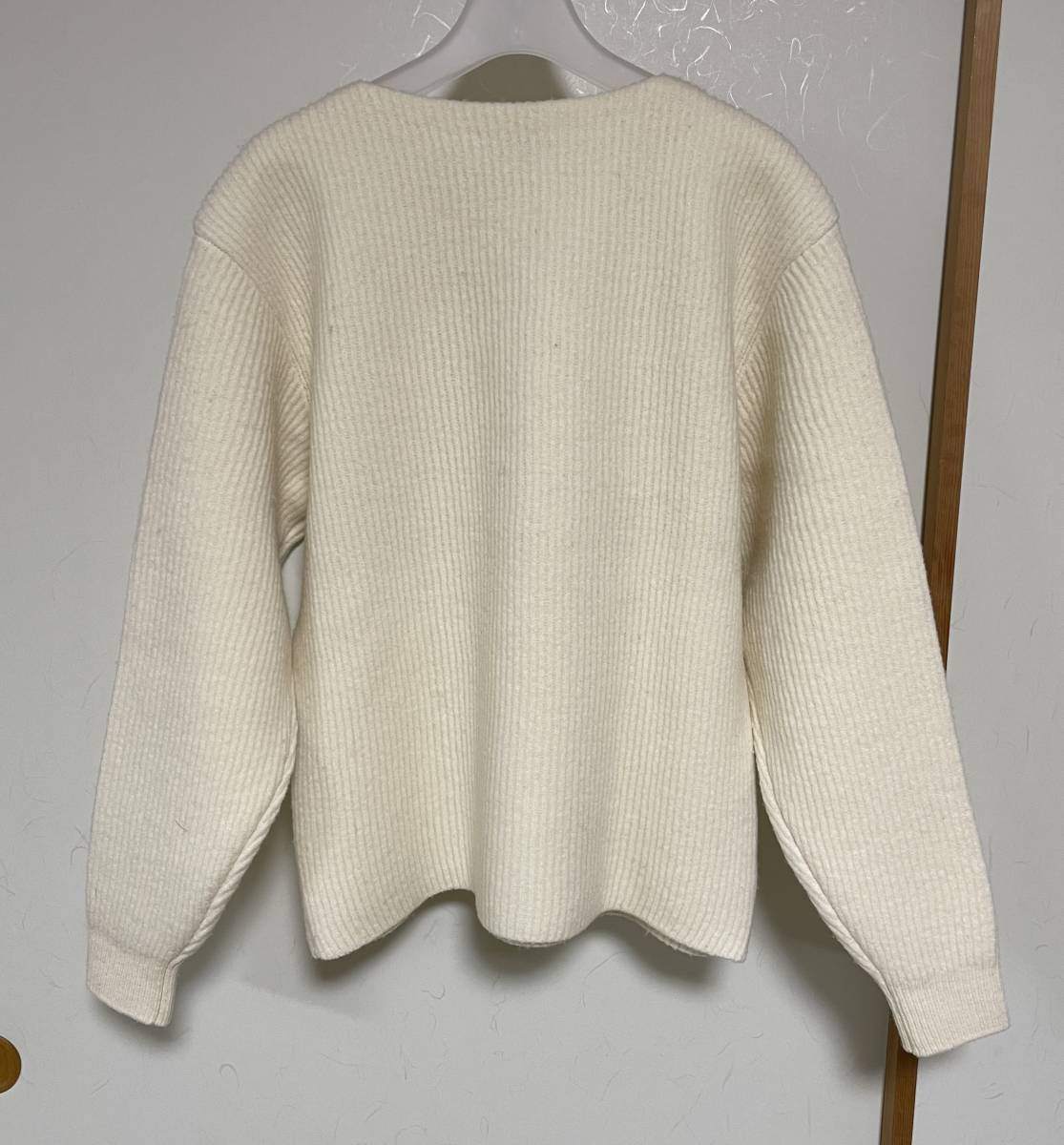 AURALEE Milled French Merino Rib Knit Boat Neck P/O サイズ4 未使用新品 アイボリーホワイト タグ付 2023AW 試着のみ オーラリー _画像2