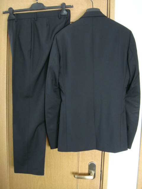 Dior HOMME ディオールオム セットアップスーツ テーラードジャケット スラックスパンツ シンプル 無地 黒 ブラック 44 送料無料_画像2