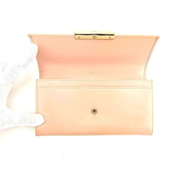  Cartier long wallet fastener attaching long wallet lady's Rav collection pink × Gold used 