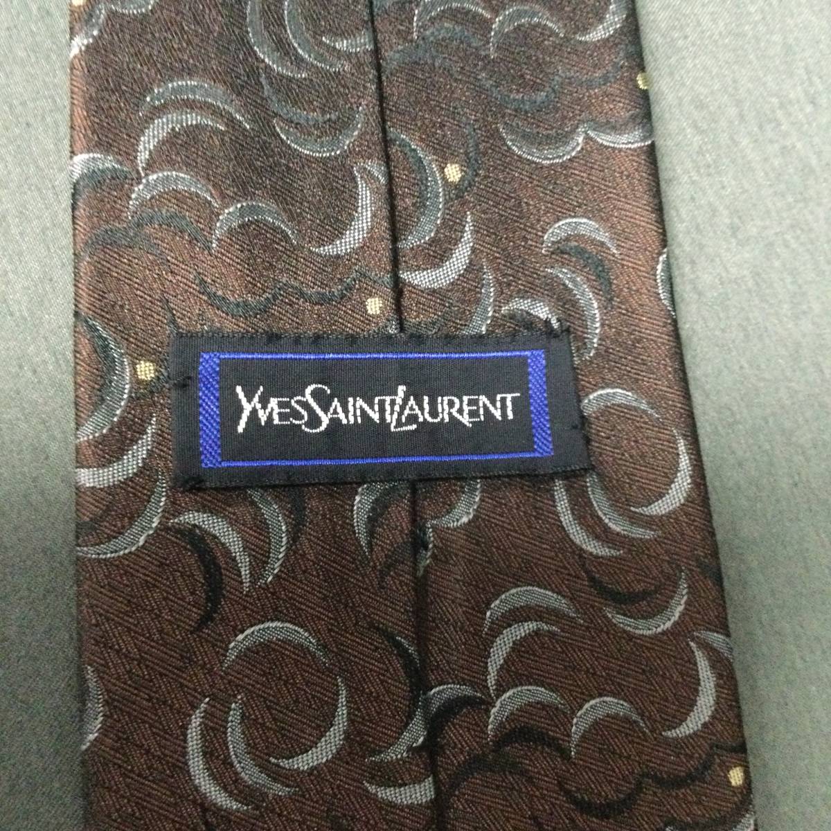 060126　256071-5　Yves Saint Laurent　イヴサンローラン　ネクタイ　メンズファッション小物　ブラウン系カラー柄　紳士小物　服飾小物_画像4