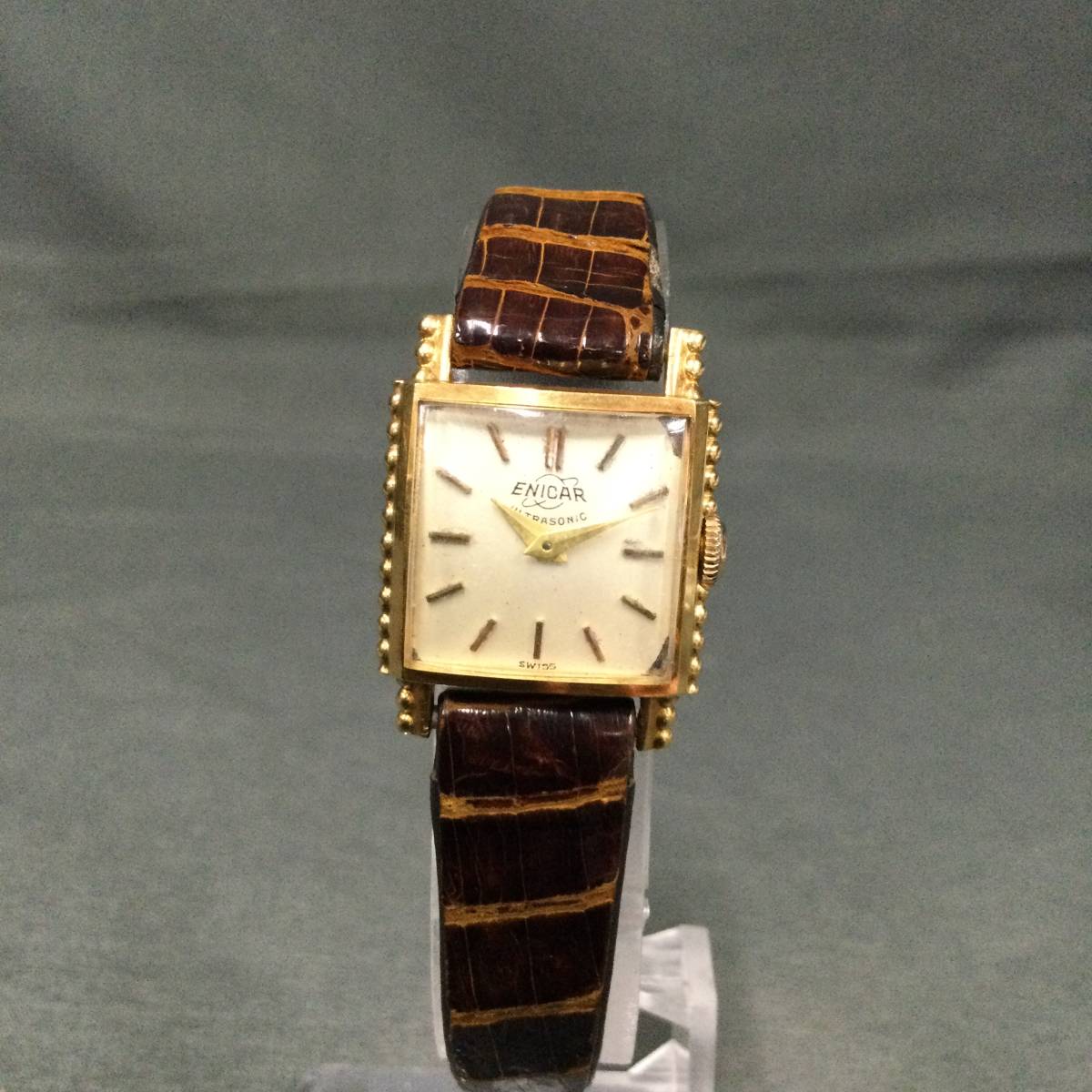 060129 28868 ENICAR エニカ ULTRASONIC SWISS GOLD ゴールド 18K 750 手巻き 腕時計 総重量10.1ｇ 稼働品 USED品の画像2