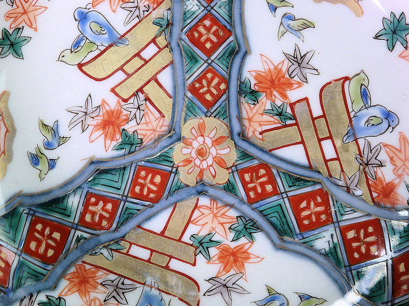 ☆華心☆ COc-E549mS 古伊万里 金襴手 紅葉に鳥居 花鳥紋の図 5 ☆華心☆ COc-E549mS 古伊万里 金襴手 紅葉に鳥居 花鳥紋の図 5