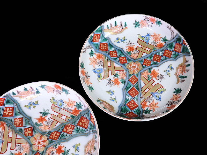 ☆華心☆ COc-E549mS 古伊万里 金襴手 紅葉に鳥居 花鳥紋の図 5 ☆華心☆ COc-E549mS 古伊万里 金襴手 紅葉に鳥居 花鳥紋の図 5
