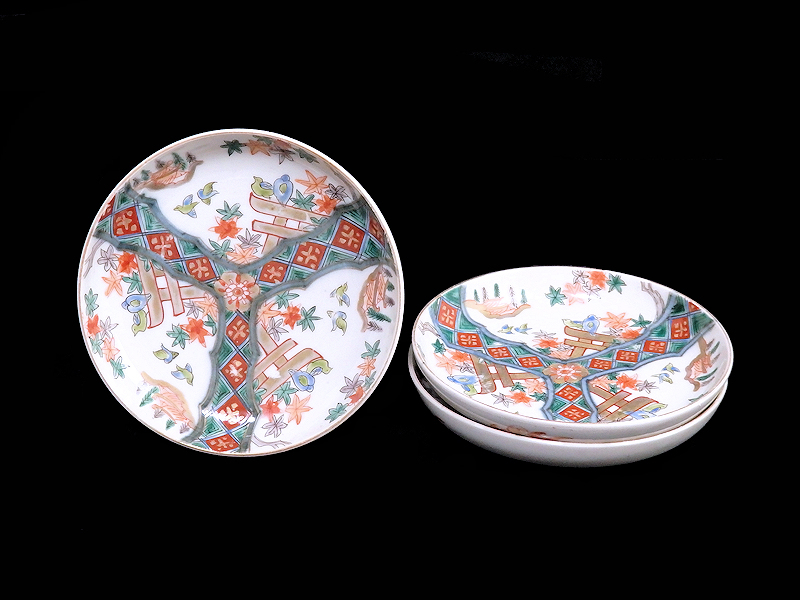 ☆華心☆ COc-E549mS 古伊万里 金襴手 紅葉に鳥居 花鳥紋の図 5 ☆華心☆ COc-E549mS 古伊万里 金襴手 紅葉に鳥居 花鳥紋の図 5