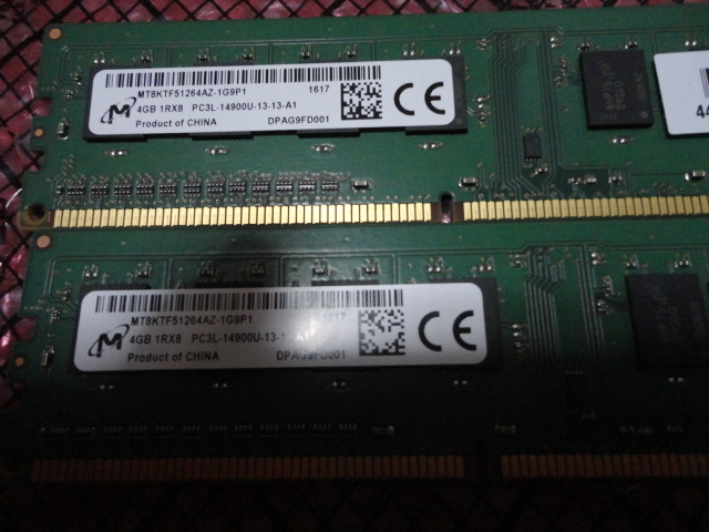 Micron ４GBx２枚　計8GB PC3L-14900U 他メモリ出品中_画像1