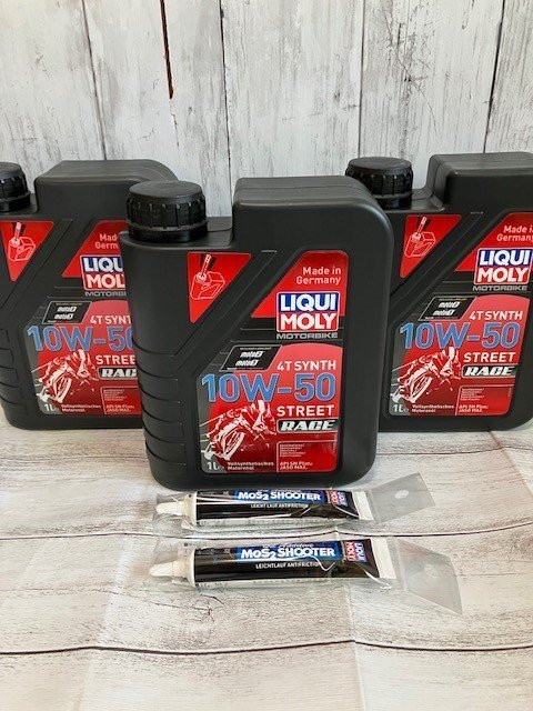 ★送料無料★リキモリ LIQUIMOLY エンジンオイル Motorbike 4T Synth ストリートレース 10W-50 1L×3本 添加剤2個付_画像1