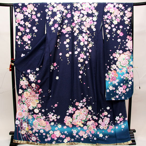  long-sleeved kimono kimono full set silk 100 flower .. small articles till all ..20 point complete set 7 days rental ( stock ) cheap rice field shop [ rental ]R12