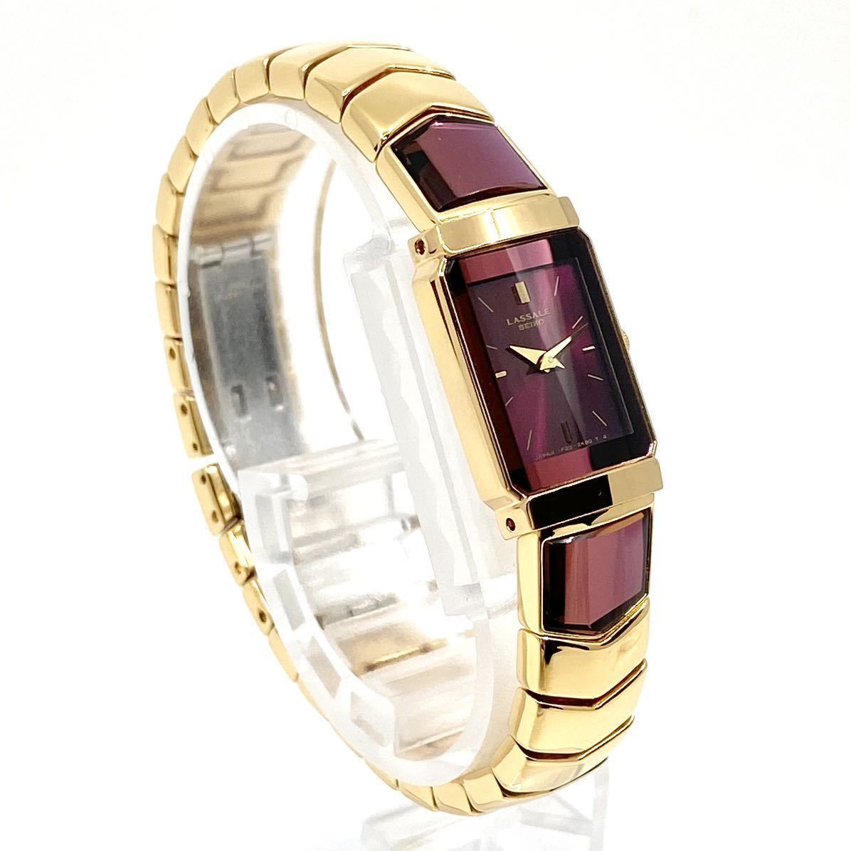 極美品 箱付き SEIKO LASSALE 腕時計 ブレスウォッチ バーインデックス クォーツ quartz ゴールド 金 セイコー ラサール 服部セイコー Y320_画像4