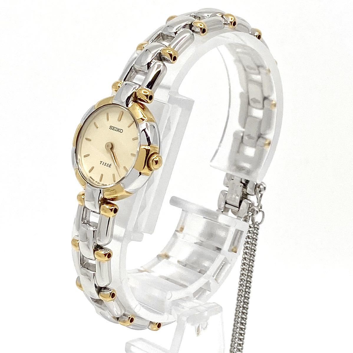 SEIKO TISSE 腕時計 コマ付き ラウンド バーインデックス 2針 クォーツ quartz コンビ ゴールド シルバー 金銀 セイコー ティセ Y419_画像2