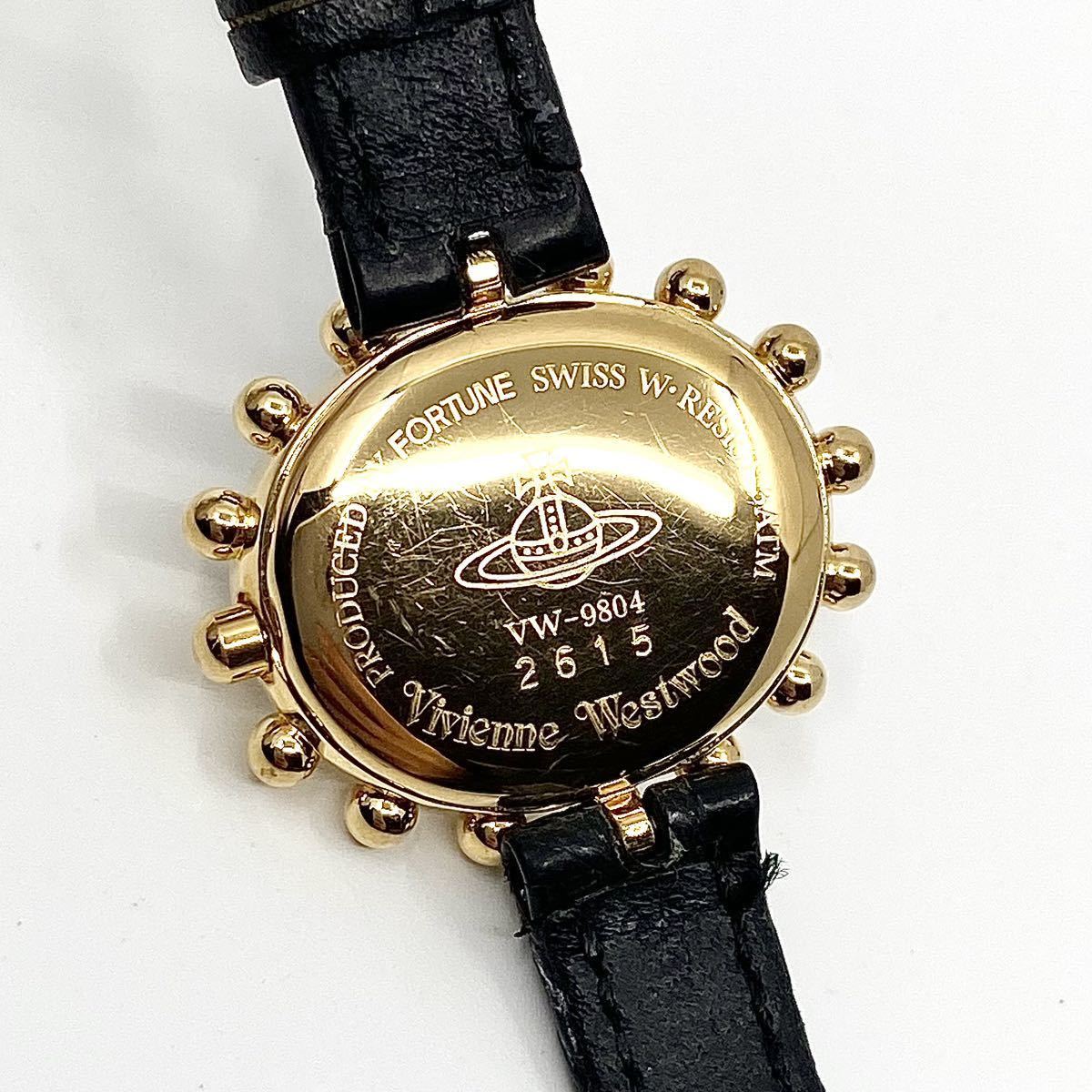 動作品 Vivienne Westwood ミルク 腕時計 オーブ ドットインデックス クォーツ quartz Swiss ブラック ゴールド 黒 金 ヴィヴィアン Y299_画像9