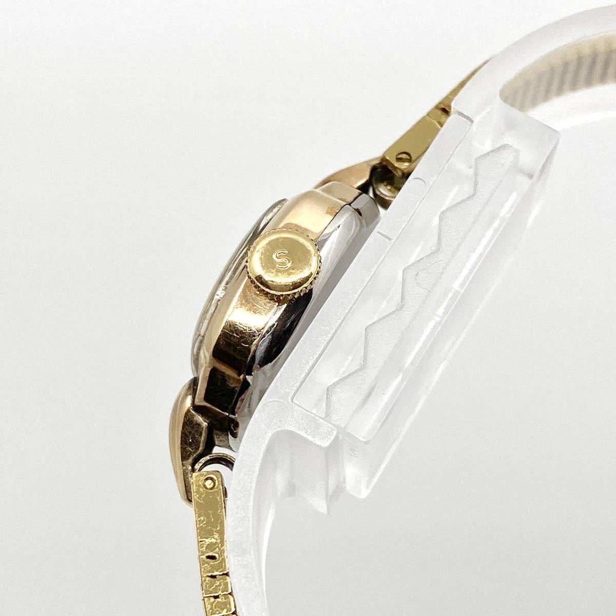 SEIKO 手巻き式 腕時計 14k GOLD 14金 2針 ホワイト ゴールド 白 金 アンティーク セイコー Y364の画像6