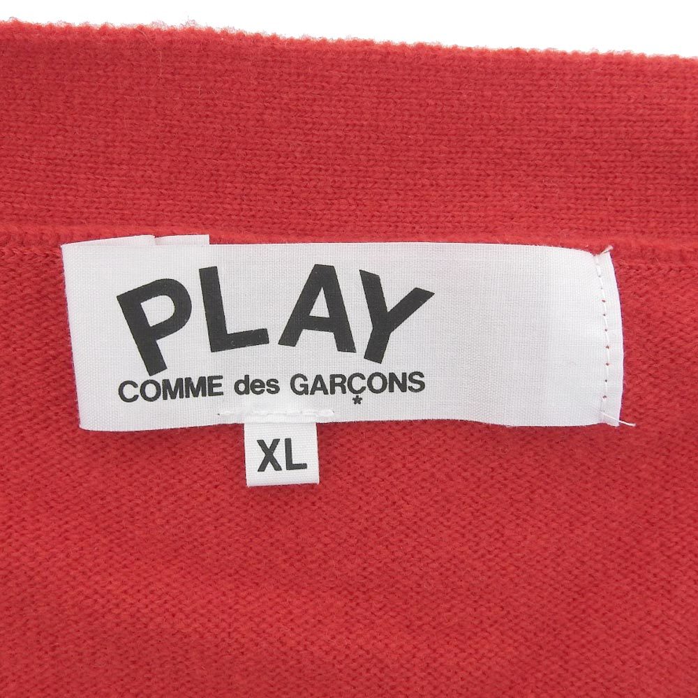 PLAY COMME des GARCONS プレイコムデギャルソン ダブルハート ウール カーディガン メンズ レッド XL AZ-N058_画像5