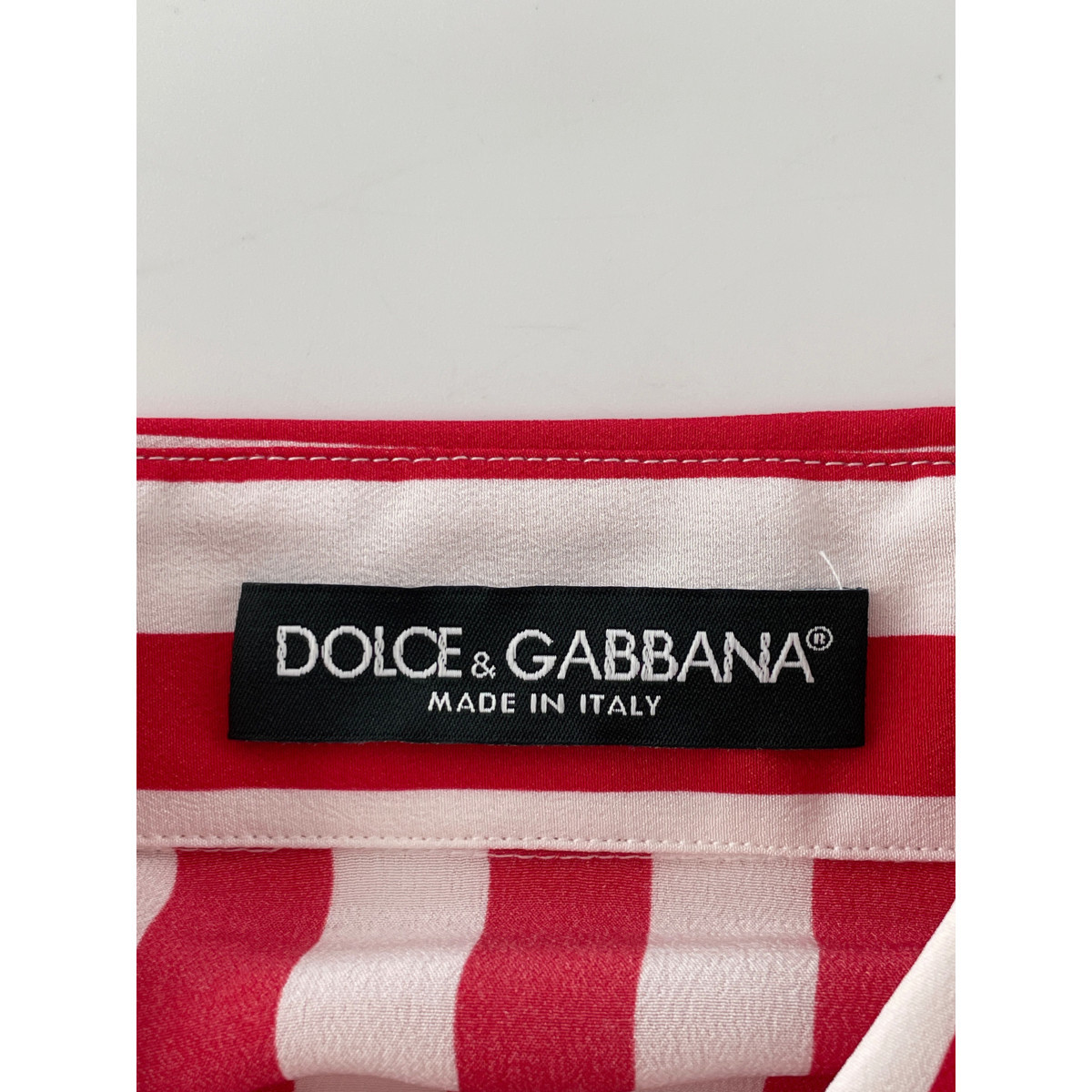 Dolce＆Gabbana ドルチェアンドガッバーナ レッド×ホワイト シルク F5M06T IS1AM ストライプ 長袖シャツ トップス 38 レディース_画像4