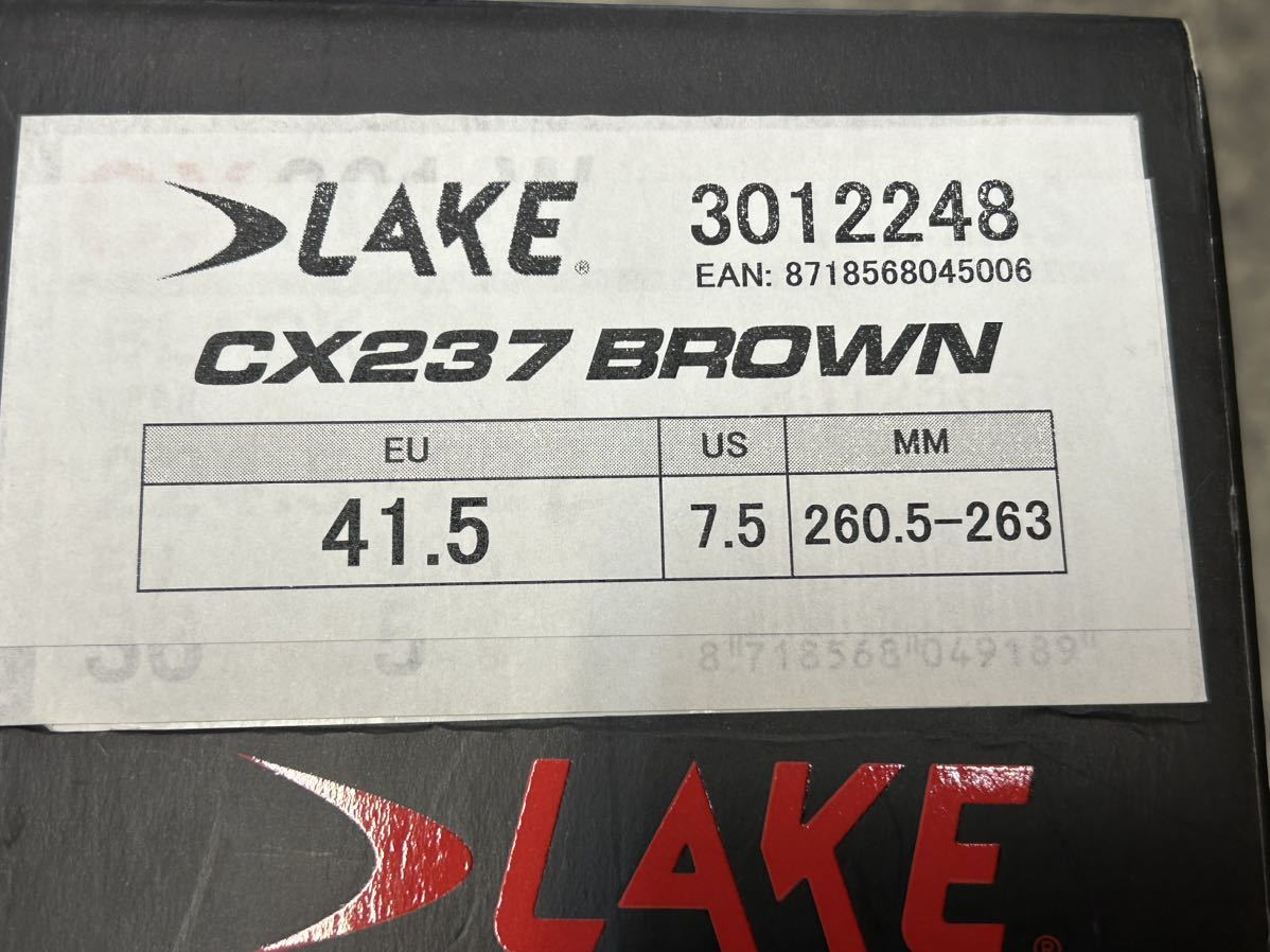 送料込み 新品 試着のみ『LAKE CX237牛革製ロードシューズ 41.5サイズ ブラウン』SPD-SL対応 レイクシューズ_画像7