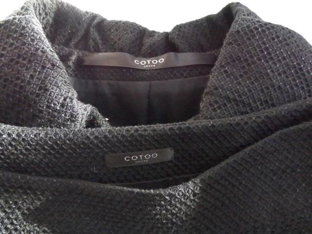 COTOO☆コトゥー 格子総刺繍 ジャケット＆スカート 36/38 S～M 黒 ブラック スーツ 上品 セットアップ　美品_画像6