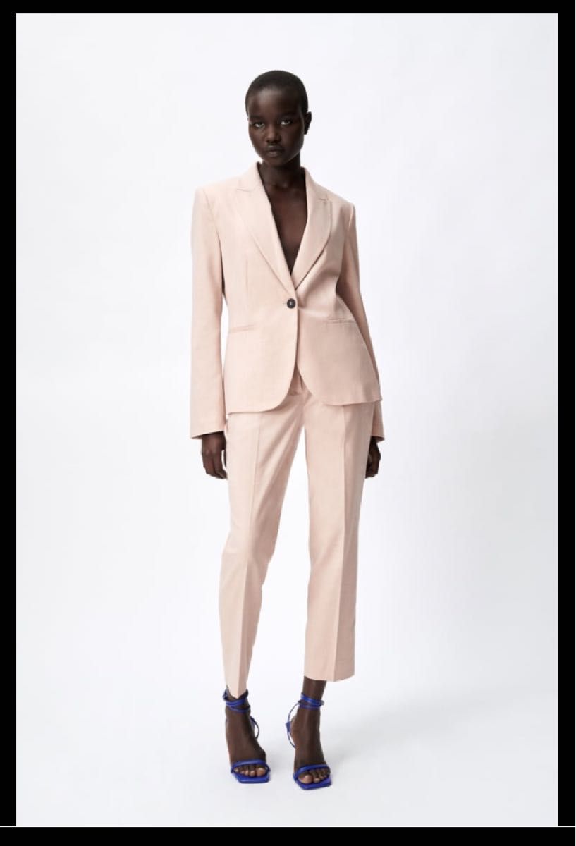 ZARA 新品 メランジ テーラードジャケット&パンツ ピンク ZARA 新品 メランジ テーラードジャケット&パンツ ピンク