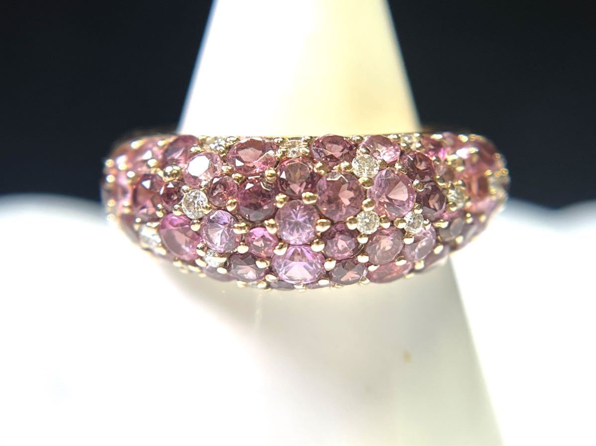 日本人気超絶の 庄MZ038 パヴェリング ダイヤモンド0.11ct 1.10ct 8.09g ピンクサファイアS ポンテヴェキオ リング 指輪 K18 Vecchio Ponte ポンテヴェキオ