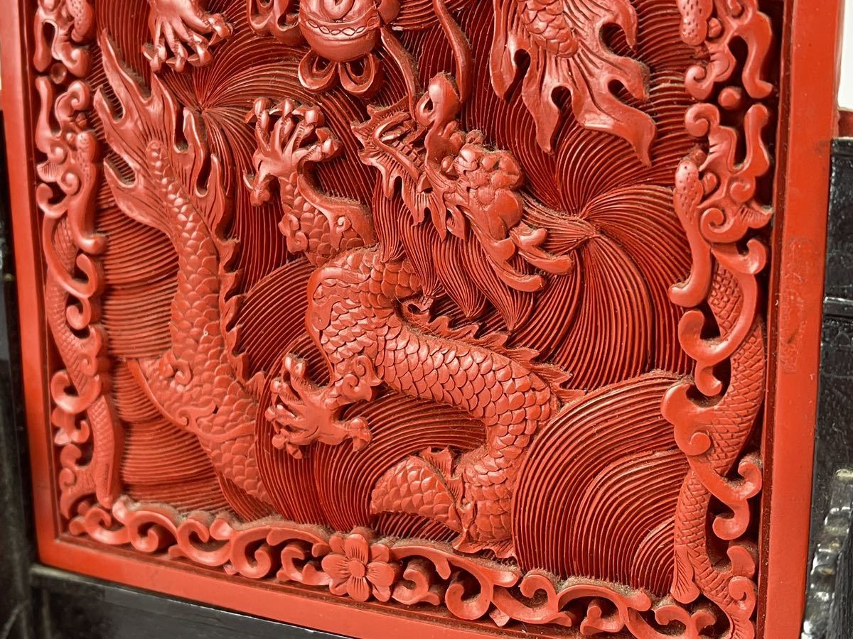 . plum -G562-80 China fine art .. carving lacquer folding screen .. stationery ornament era thing old fine art 