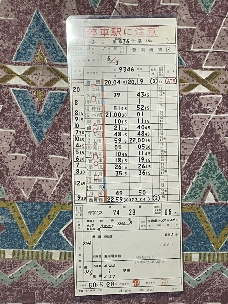 JR 豊岡鉄道部　豊岡機関区　スタフ　運転士時刻表ケース入5枚　103系47系DE10 播但線宮津線_画像5