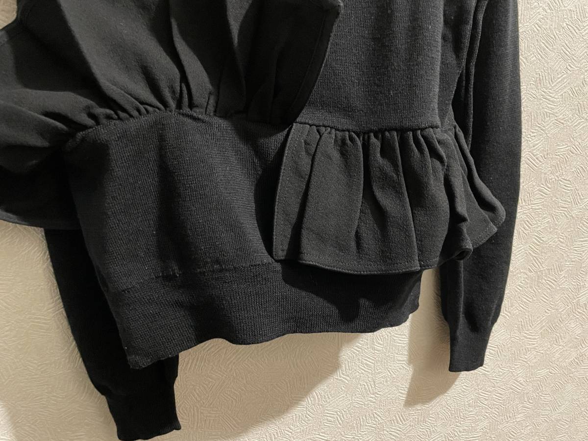 ◯ イタリア製 MARNI フリル クレープ ニット / マルニ ギャザー ウール セーター スウェット ブラック 黒 38 Ladies #Sirchive_画像7