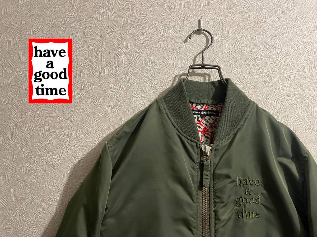 ◯ Have a good time MA-1 フライト ジャケット / ハバグッタイム ロゴ ナイロン ミリタリー カーキ S Mens #Sirchive_画像1