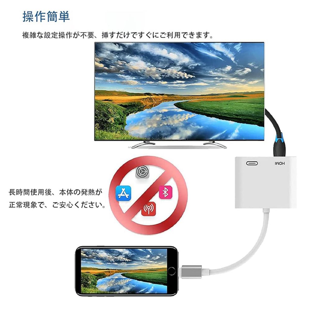 HDMI 変換アダプタ ケーブル iphone ipad テレビ ケーブル 互換品 設定不要 未使用品