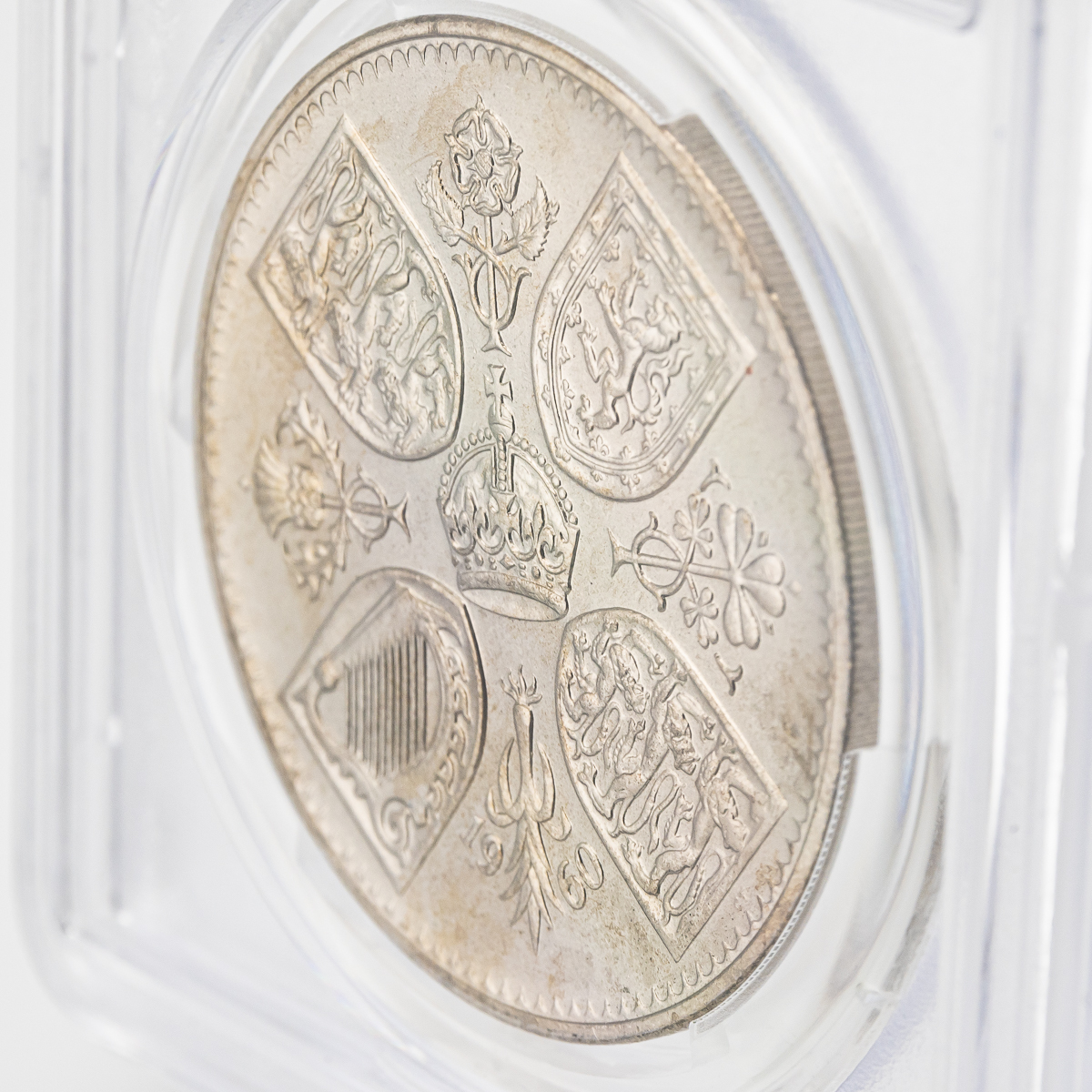 【クラウン白銅貨】1960年 イギリス ヤングヤング エリザベス2世 5シリング PCGS PL65 プルーフライク モダンコイン_画像8