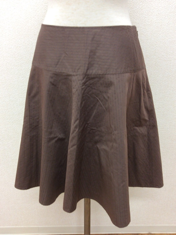 プロポーションボディドレッシング ココア茶色のスカート 細しま柄 サイズ2_画像1