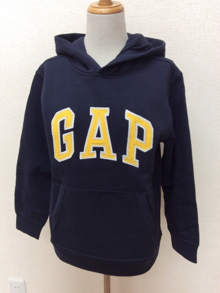 Gap KIDS темно-синий пуловер с капюшоном желтый логотип размер L(10)