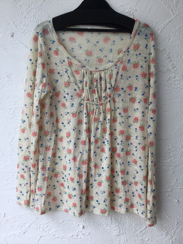  Sunao Kuwahara . becomes × pink, blue floral print thin knitted wool 100% size M