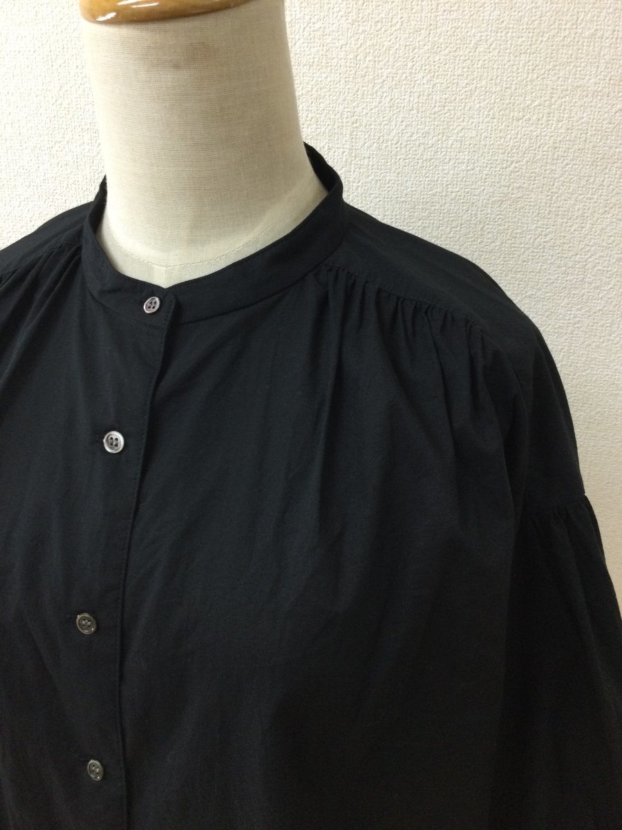 Manna コットンローンギャザーシャツ 黒 サイズM_画像2