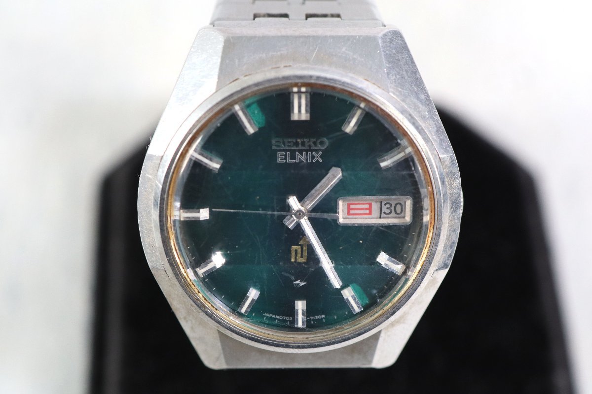 SEIKO ELNIX 0703-7100 セイコー エルニックス 腕時計 グリーン文字盤_画像1