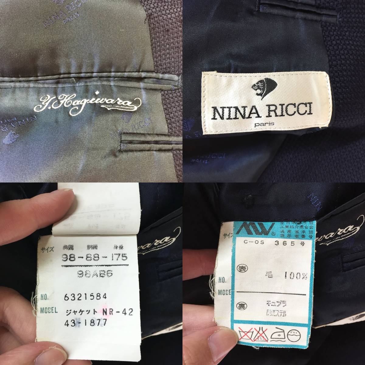 【人気】NINA RICCI/ニナリッチ ダブルジャケット スーツ 肩パッドあり ウール100％ ネイビー サイズ98AB6/S4459_画像10