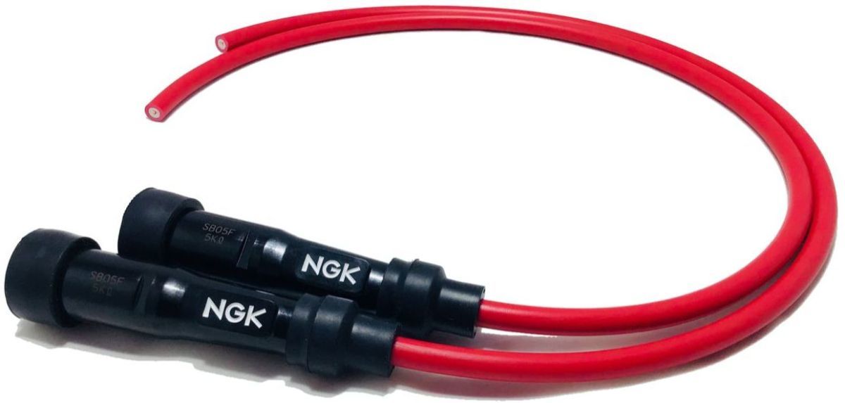NGK プラグコード・プラグキャップ セット 赤 2本/S型 ゼルビス（VT250FN）/XS250/SP コード70ｃｍ_画像1