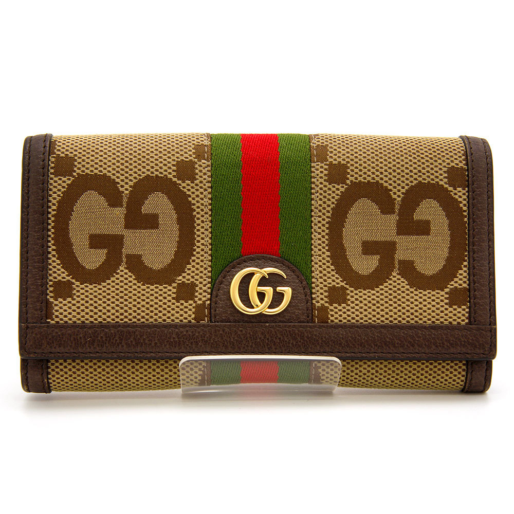 中古良品 グッチ 長財布 オフィディア Ophidia ジャンボGG コンチネンタルウォレット 523153 UKMDG 2570 GUCCI イタリア製 ブラウン