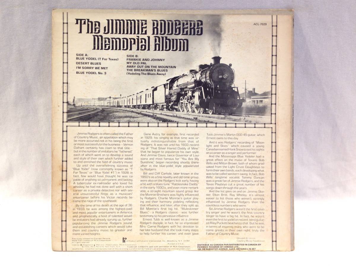 ◆106◆『The JIMMIE RODGERS Memorial Album』LP レコード 1920年代 1930年代 アメリカ カントリー ミュージック 洋楽 ジミー・ロジャーズ_画像2