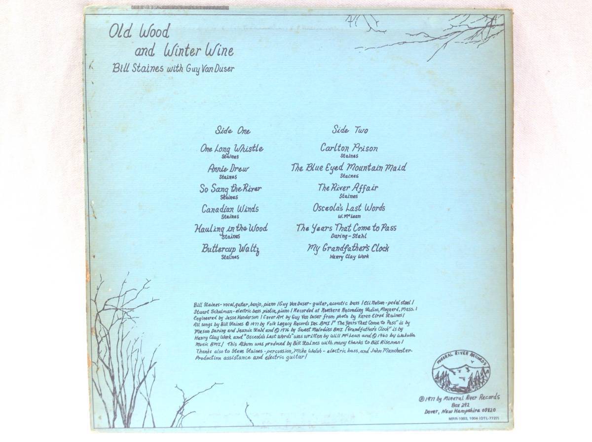 ◆89◆『Old Wood and Winter Wine』 Bill Staines with Guy Van Duser LP レコード 洋楽 '70s_画像2