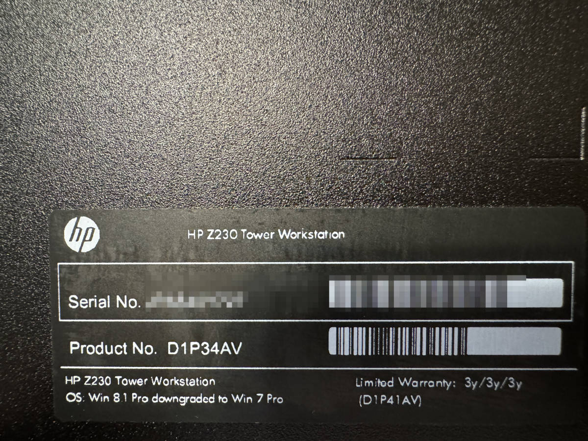 231220◎HP Z230 Win10 Xeon E3-1226v3 8GB 256GB SSD×2 RAID0 Quadro K620◎送料込_画像3