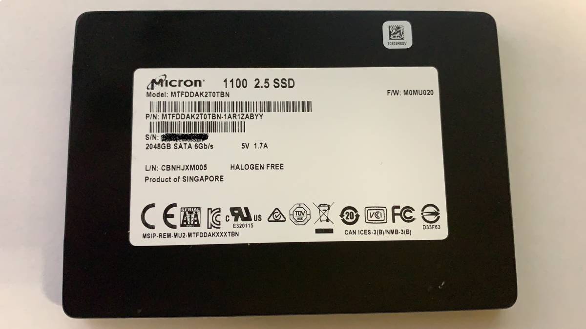 Micron 1100 MTFDDAK2T0TBN 2TB 2.5インチ SATA SSD （HDD固定ネジ 4本セット）NO.47_画像1