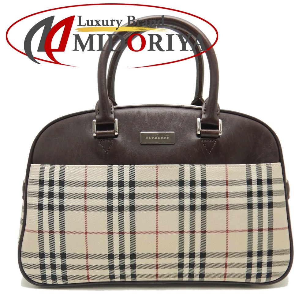 BURBERRY Burberry Mini сумка "Boston bag" noba проверка PVCx кожа бежевый Brown /251293[ б/у ]