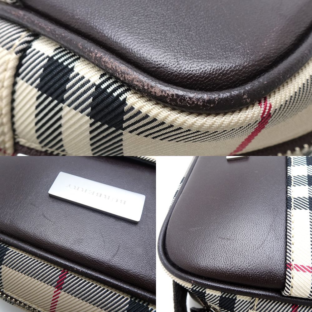 BURBERRY バーバリー ノバチェック ショルダーバッグ キャンバスxレザー ベージュ ブラウン/350894【中古】_画像4