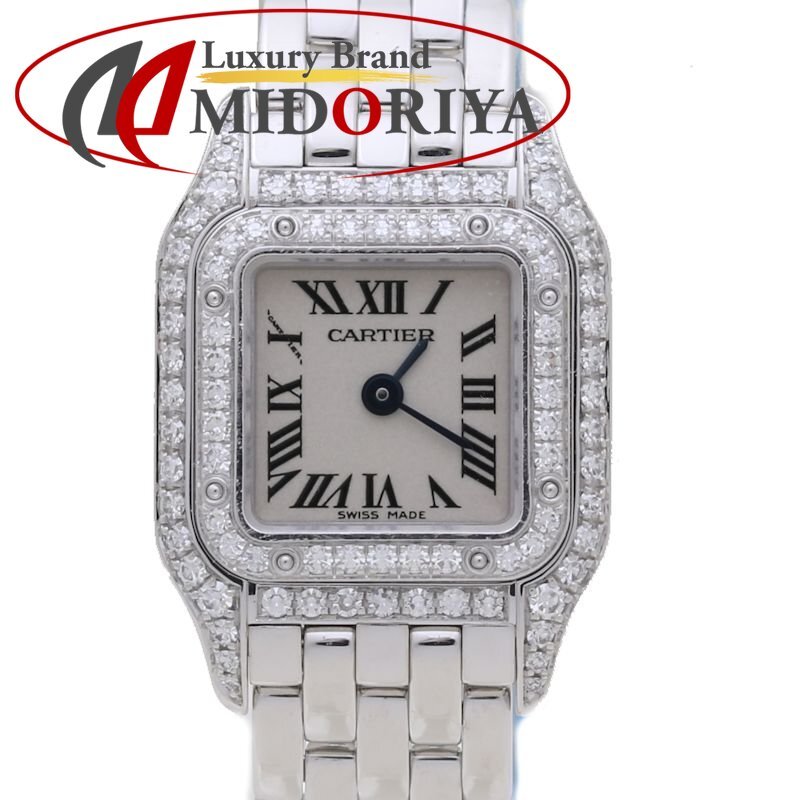 CARTIER Cartier Mini bread tail 2 -ply diamond bezel WF3210F3[ burnishing settled / battery replaced ]K18WG lady's /39326[ used ][ wristwatch ]