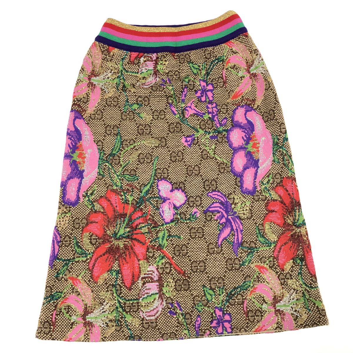 美品【グッチ】基準内 GUCCI スカート GG柄 フローラ 花柄 サイズS 606084 女性用 レディース イタリア製_画像1