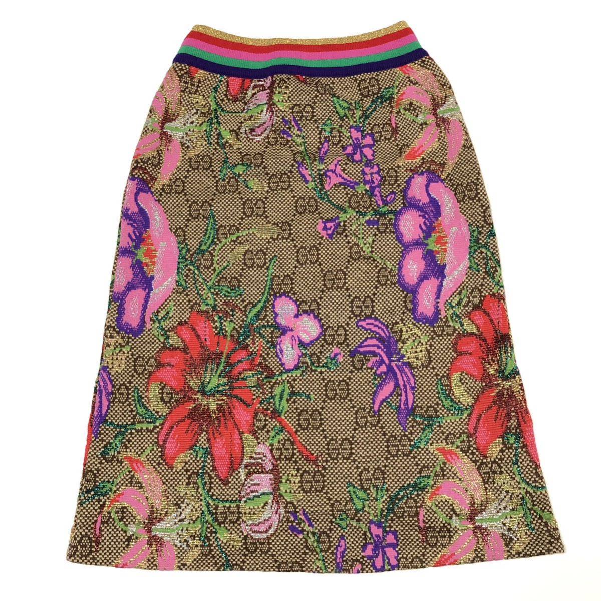 美品【グッチ】基準内 GUCCI スカート GG柄 フローラ 花柄 サイズS 606084 女性用 レディース イタリア製_画像2