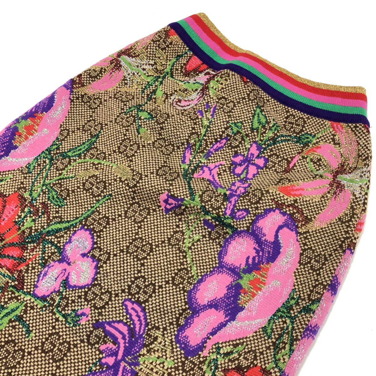  beautiful goods [ Gucci ] standard inside GUCCI skirt GG pattern flora floral print size S 606084 for women lady's Italy made 