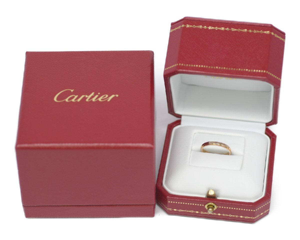 [極美品]【Cartier】カルティエ ダムール 750 PG ピンクゴールド 49号(9号） B4093700 箱付 仕上済 極美品 定価12.65万円_画像1