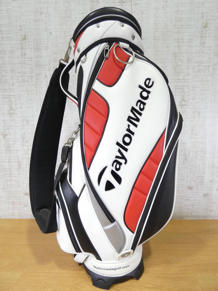 ■TaylorMade テーラーメイド キャディバッグ/ゴルフバッグ ホワイト 5分割 約3.8kg フード付き 現状品＠160(01)_画像3