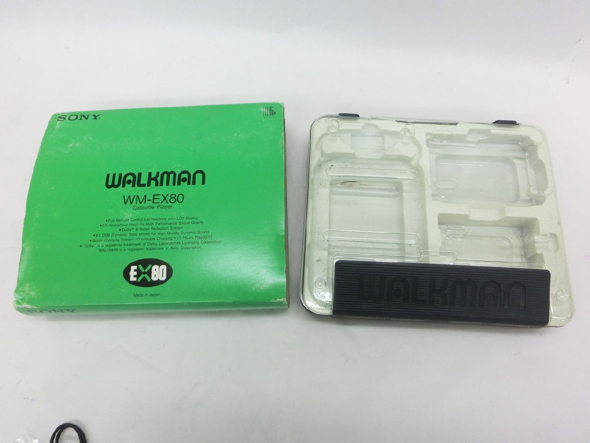 【N-5468】レトロ SONY ソニー WALKMAN WM-EX80 ウォークマン ポータブル カセットプレーヤー ケース付 ジャンク【千円市場】_画像10