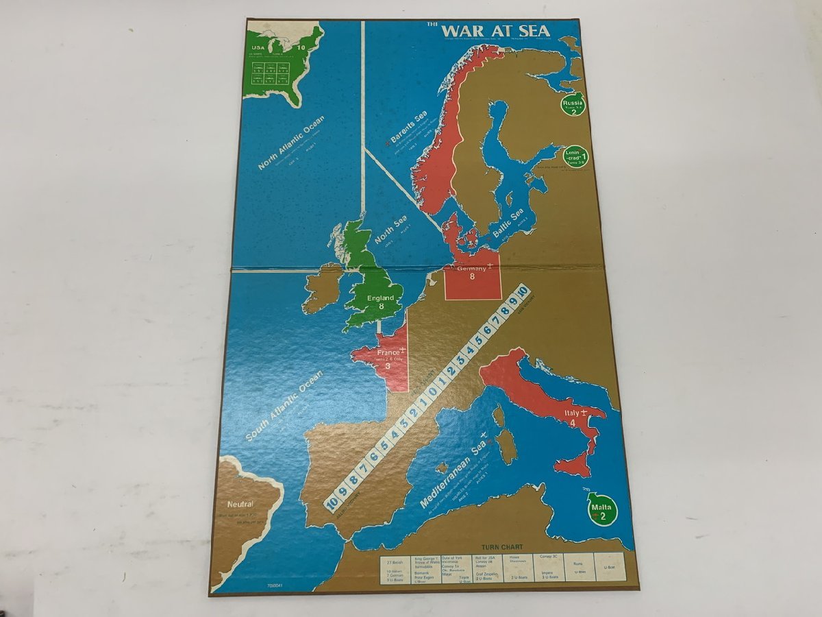 【H3-0667】レトロ 当時物 ボードゲーム WAR AT SEA 英独大西洋の戦い アバロンヒル Avalon Hill 外箱付 現状品【千円市場】_画像4