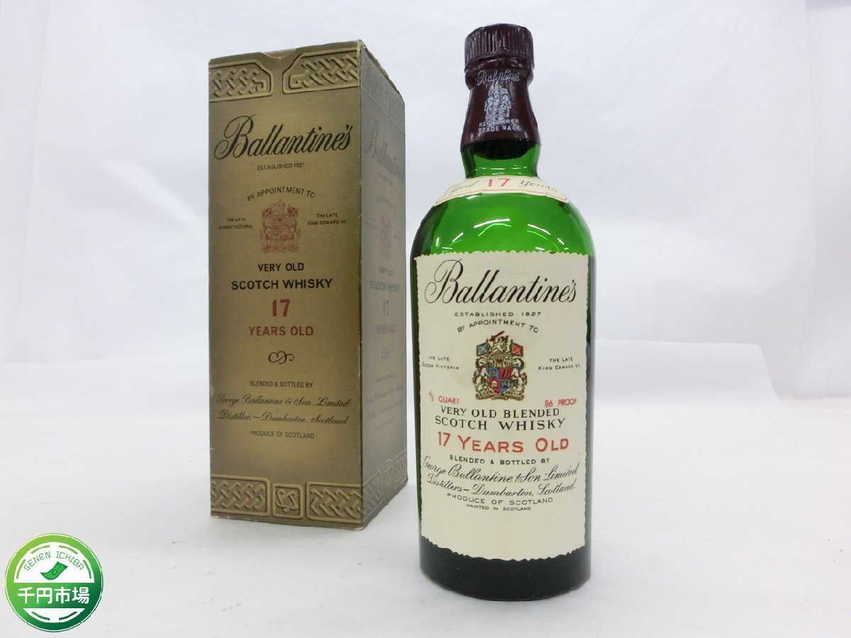 【YT-0218】未開栓 バランタイン 17年 4/5QUART 赤青紋章 約750ml 43度 スコッチ ウイスキー Ballantine's SCOTCH WHISKY 箱付【千円市場】_画像1